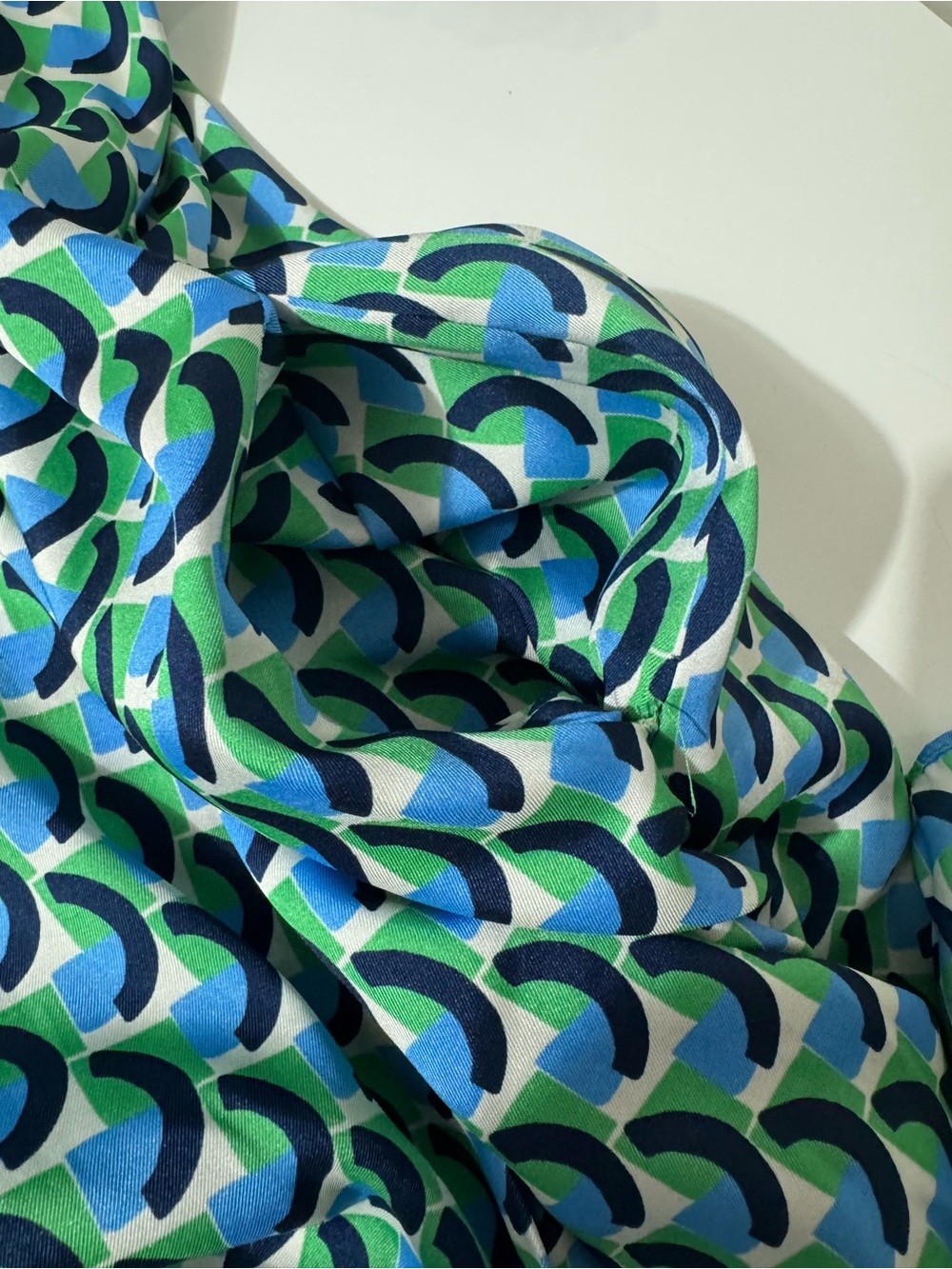 Zara Blue & Green Printed Long-Sleeve Midi Shirt Dress - Picture 6 of 6